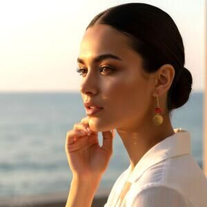 Vintage Carved Coral & Gold Dangle Earrings | Coastal Resort Chic
